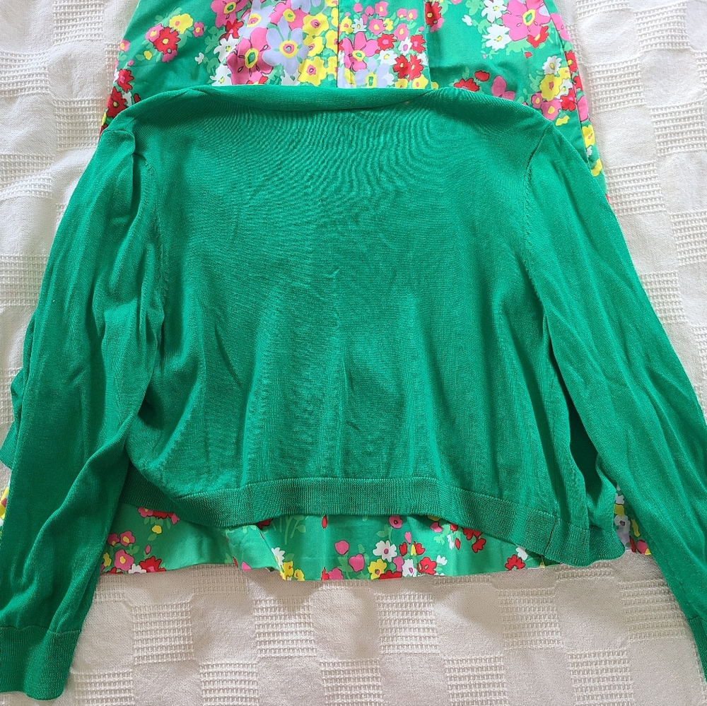 Talbots Floral Springtime Shift Dress 6P With Matching Cardigan - Picture 9 of 10